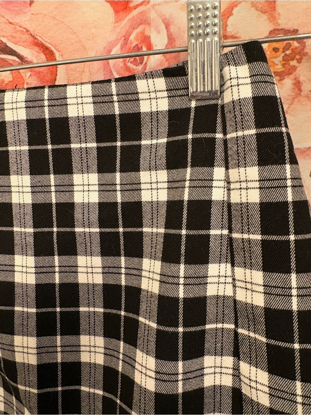 XS/S Black and White Plaid A-Line Skirt - Picture 2 of 9